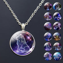 Charger l'image dans la galerie, 12 Zodiac Signs Glass Dome Constellations Pendant Necklace Fashion Jewelry Women Virgo Cancer Cancer Aries Gemini Birthday Gift