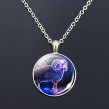 Charger l'image dans la galerie, 12 Zodiac Signs Glass Dome Constellations Pendant Necklace Fashion Jewelry Women Virgo Cancer Cancer Aries Gemini Birthday Gift