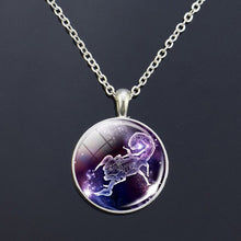 Charger l'image dans la galerie, 12 Zodiac Signs Glass Dome Constellations Pendant Necklace Fashion Jewelry Women Virgo Cancer Cancer Aries Gemini Birthday Gift