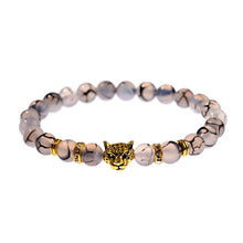 Charger l'image dans la galerie, DUOVEI Weathering Stone Leopard Head Beaded Bracelet For Men New Fashion Natural Stone Tiger Eye Onyx Lava Beads Bracelets