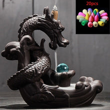 Charger l'image dans la galerie, incense burner Ceramic Backflow Incense Burner Creative Home Decor Dragon Incense Holder Censer With Crystal Ball + 20pcs Incens