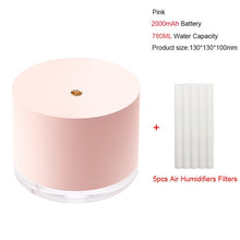 Charger l'image dans la galerie, Rechargeable Usb Portable Air Humidifier Wireless Electric Humidifiers Diffuser Cool Mist Maker Night Lamp Purification For Home