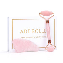 Charger l'image dans la galerie, Natural Rose Quartz Roller Facial Jade Roller Stone Gua sha Scraper Face Lifting Massage Skin Eye Body Massager Beauty Care Tool
