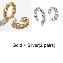 Charger l'image dans la galerie, Punk Rock Gold Color Clip Earrings No Piercing Trendy Link Chain Earcuffs Statement Cartilage Earrings for Women Party Jewelry