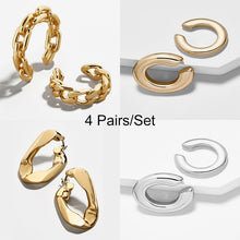 Charger l'image dans la galerie, Punk Rock Gold Color Clip Earrings No Piercing Trendy Link Chain Earcuffs Statement Cartilage Earrings for Women Party Jewelry