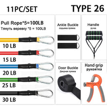 Charger l'image dans la galerie, 11pcs Resistance Bands Pull Up Resistance Band set 11 piece set Pull Rope Fitness Equipment Kit Fit Equip Training Exercise Yoga