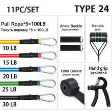 Charger l'image dans la galerie, 11pcs Resistance Bands Pull Up Resistance Band set 11 piece set Pull Rope Fitness Equipment Kit Fit Equip Training Exercise Yoga