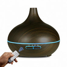 Charger l&#39;image dans la galerie, Diffuseur d&#39;huile essentielle bois humidificateur 550 ML avec LED et télécommande - Purify-home - Diffuseur huiles essentielles Diffuseur huiles essentielles Purify-Home Bois fonce EU 
