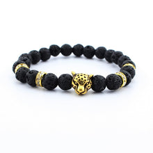 Charger l&#39;image dans la galerie, DUOVEI Weathering Stone Leopard Head Beaded Bracelet For Men New Fashion Natural Stone Tiger Eye Onyx Lava Beads Bracelets
