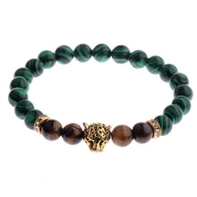 Charger l&#39;image dans la galerie, DUOVEI Weathering Stone Leopard Head Beaded Bracelet For Men New Fashion Natural Stone Tiger Eye Onyx Lava Beads Bracelets
