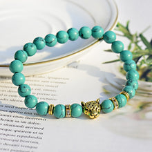 Charger l&#39;image dans la galerie, DUOVEI Weathering Stone Leopard Head Beaded Bracelet For Men New Fashion Natural Stone Tiger Eye Onyx Lava Beads Bracelets
