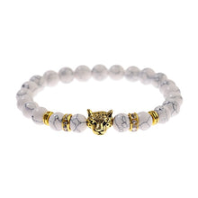 Charger l&#39;image dans la galerie, DUOVEI Weathering Stone Leopard Head Beaded Bracelet For Men New Fashion Natural Stone Tiger Eye Onyx Lava Beads Bracelets
