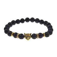 Charger l&#39;image dans la galerie, DUOVEI Weathering Stone Leopard Head Beaded Bracelet For Men New Fashion Natural Stone Tiger Eye Onyx Lava Beads Bracelets
