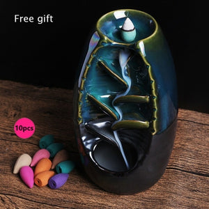 incense burner Ceramic Backflow Incense Burner Creative Home Decor Dragon Incense Holder Censer With Crystal Ball + 20pcs Incens