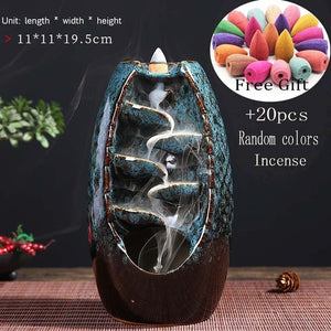incense burner Ceramic Backflow Incense Burner Creative Home Decor Dragon Incense Holder Censer With Crystal Ball + 20pcs Incens