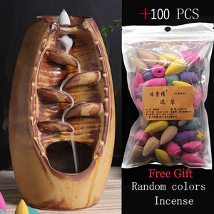 incense burner Ceramic Backflow Incense Burner Creative Home Decor Dragon Incense Holder Censer With Crystal Ball + 20pcs Incens