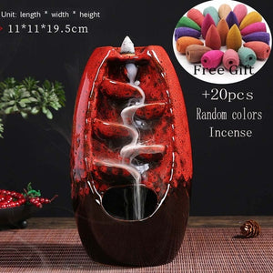 incense burner Ceramic Backflow Incense Burner Creative Home Decor Dragon Incense Holder Censer With Crystal Ball + 20pcs Incens