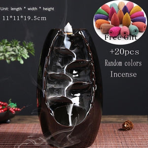 incense burner Ceramic Backflow Incense Burner Creative Home Decor Dragon Incense Holder Censer With Crystal Ball + 20pcs Incens