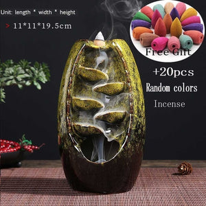 incense burner Ceramic Backflow Incense Burner Creative Home Decor Dragon Incense Holder Censer With Crystal Ball + 20pcs Incens