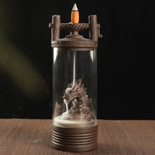 Charger l&#39;image dans la galerie, Fashion Auspicious Dragon Backflow Incense Burner Clear Cover Ceramic Crafts Teahouse Ornaments Beautiful Home Decor Cone Censer
