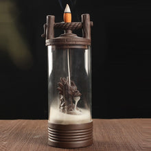 Charger l&#39;image dans la galerie, Fashion Auspicious Dragon Backflow Incense Burner Clear Cover Ceramic Crafts Teahouse Ornaments Beautiful Home Decor Cone Censer
