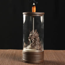 Charger l&#39;image dans la galerie, Fashion Auspicious Dragon Backflow Incense Burner Clear Cover Ceramic Crafts Teahouse Ornaments Beautiful Home Decor Cone Censer
