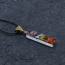 Charger l&#39;image dans la galerie, Retro Reiki Healing Colorful Chips Stone Natural Chakra Orgone Energy Pendant Necklace Pendulum Amulet Orgonite Crystal Necklace
