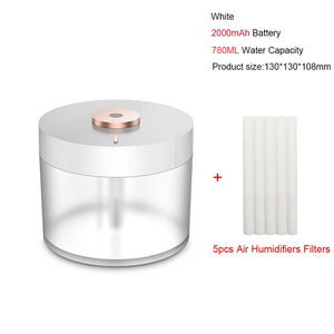 Rechargeable Usb Portable Air Humidifier Wireless Electric Humidifiers Diffuser Cool Mist Maker Night Lamp Purification For Home