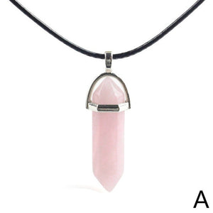 Natural Stone Necklace Hexagonal Column Pendant Natural Crystal Pendants Hexagonal Column Bullet Hexagonal Necklace Women