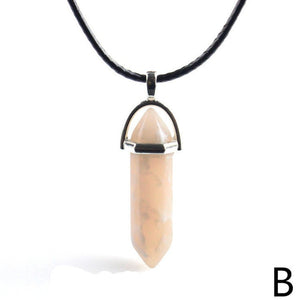 Natural Stone Necklace Hexagonal Column Pendant Natural Crystal Pendants Hexagonal Column Bullet Hexagonal Necklace Women