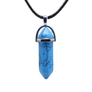 Natural Stone Necklace Hexagonal Column Pendant Natural Crystal Pendants Hexagonal Column Bullet Hexagonal Necklace Women