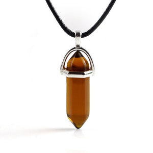 Natural Stone Necklace Hexagonal Column Pendant Natural Crystal Pendants Hexagonal Column Bullet Hexagonal Necklace Women