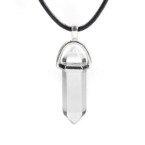 Natural Stone Necklace Hexagonal Column Pendant Natural Crystal Pendants Hexagonal Column Bullet Hexagonal Necklace Women