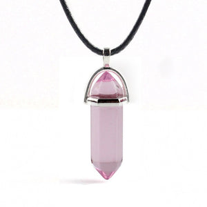 Natural Stone Necklace Hexagonal Column Pendant Natural Crystal Pendants Hexagonal Column Bullet Hexagonal Necklace Women