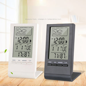 LCD Digital Thermometer Hygrometer Alarm Clock Calendar Weather Station Desk Clock Temperature Humidity Meter Barometer Indoor#2