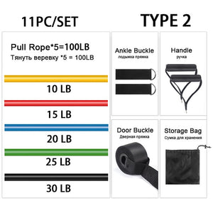 11pcs Resistance Bands Pull Up Resistance Band set 11 piece set Pull Rope Fitness Equipment Kit Fit Equip Training Exercise Yoga