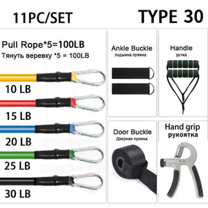 11pcs Resistance Bands Pull Up Resistance Band set 11 piece set Pull Rope Fitness Equipment Kit Fit Equip Training Exercise Yoga